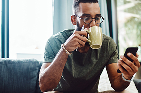 man using smartphone