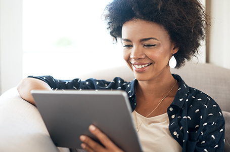 woman using tablet