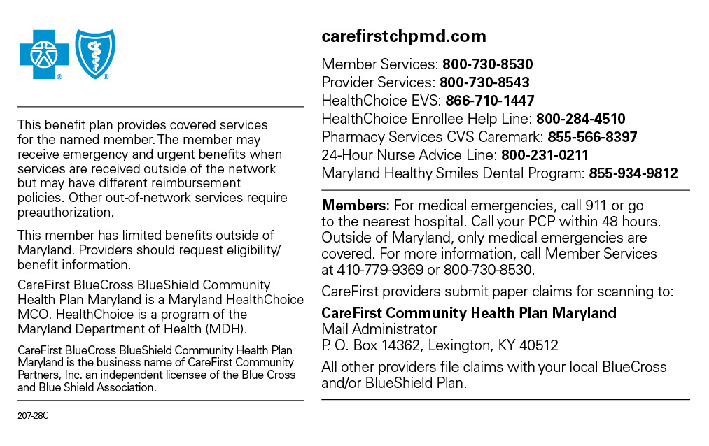 Image of back of Member ID card