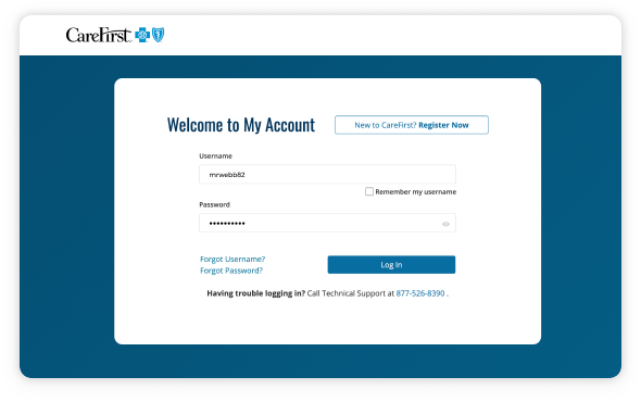 Screen shot of My Account