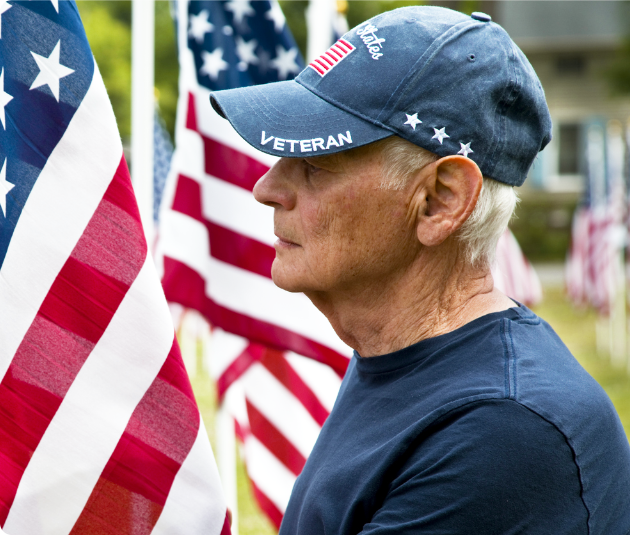 military-veteran-man-with-american-flags-background