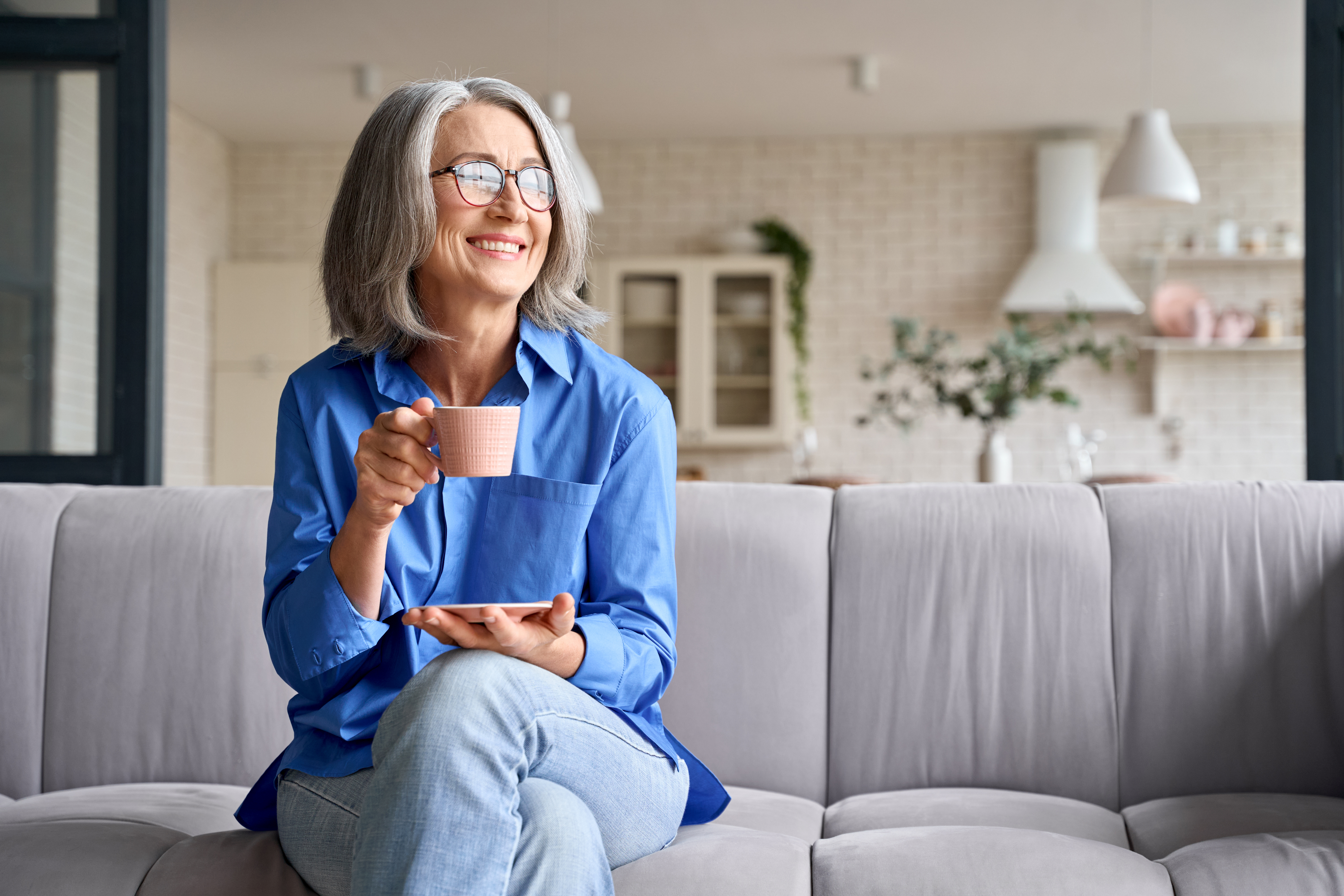Lady enjoying coffee