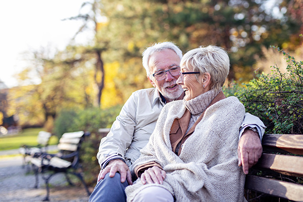Elderly couple smiling
